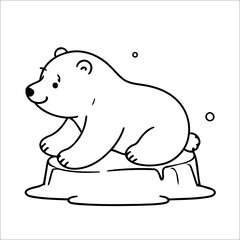 Polar Bear Sliding on Ice Vector Coloring page for Kids