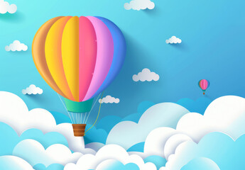 Obraz premium Colorful hot air balloon floating in the sky