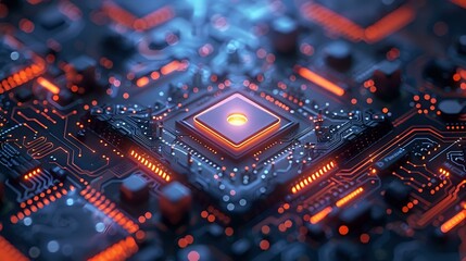 High-Tech Isometric Artwork with Futuristic Energy and Technology Aesthetics