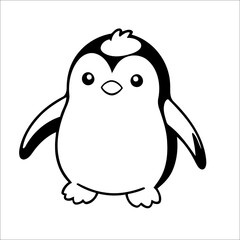 Penguin Waddling in a playful Vector Coloring page for Kids