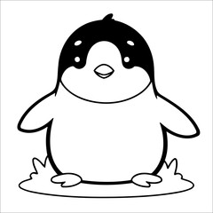 Penguin Sliding on Belly Vector Coloring page for Kids