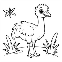 Fototapeta premium Ostrich hand drawn Coloring book for Toddlers