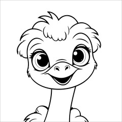 Ostrich simple coloring page for Kids