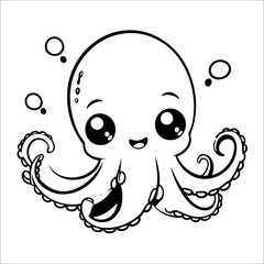Octopus Squirting Ink Playfull Coloring page for Toddlers