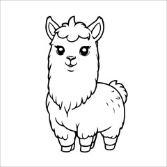 Llama Vector Coloring page for Kids