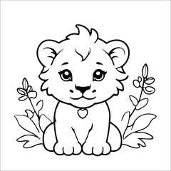 Lion Vector Coloring page for Kids