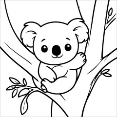 Koala Snoozing in a Eucalyptus Vector Coloring page for Kids