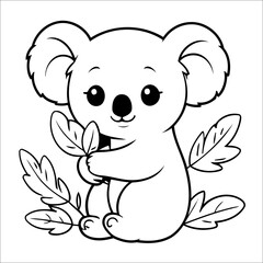 Obraz premium Koala Hugging a Eucalyptus Tree Vector Coloring page for Kids