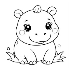 Hippo simple coloring page for Kids