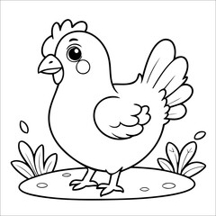 Hen simple coloring page for Kids