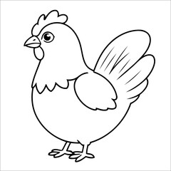 Hen simple coloring book for Kids