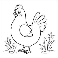 Hen easy coloring page for toddlers