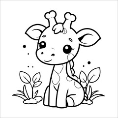 Giraffe simple coloring page for Kids