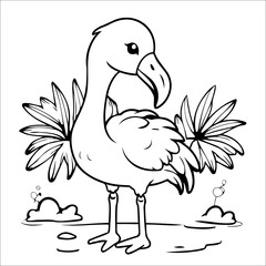 Flamingo simple coloring book for Kids