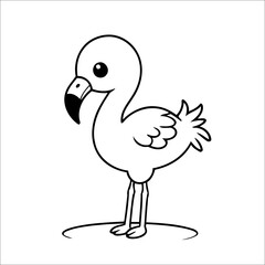 Fototapeta premium Flamingo Balancing on One Leg hand drawn Coloring page for Kids