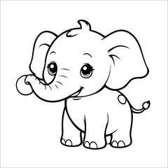 Elephant Using its trunk Vector Coloring page for Kids