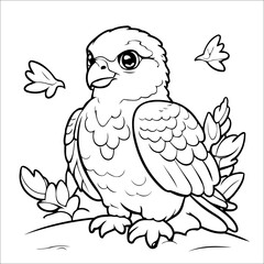 Falcon Vector Coloring page for Kids