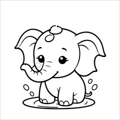Obraz premium Elephant Spraying Water Coloring page for Kids