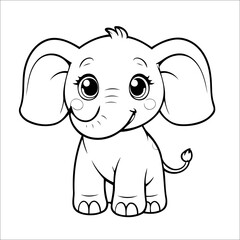 Elephant hand drawn Coloring page for Kids