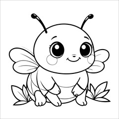 Bee hand drawn Coloring page for Kids