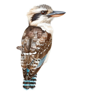 A kookaburra bird perched on a tree branch, calling out with its signature kookaburra sound, a kookaburra isolated on transparent background
