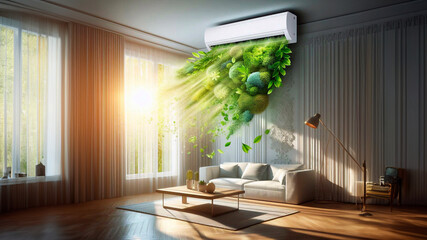 Fresh air flows from the air conditioner