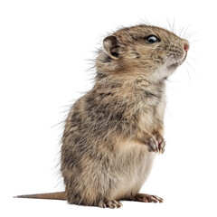 Obraz premium A small mouse standing up in front of a Png background, a Beaver Isolated on a whitePNG Background