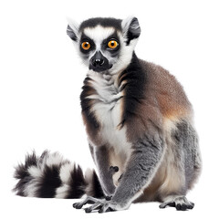 Obraz premium A ring tailed lemur sitting in front of a Png background, a Beaver Isolated on a whitePNG Background