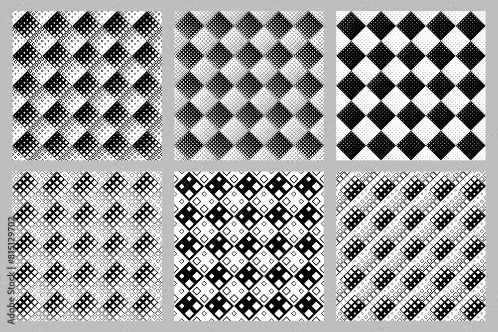 Poster seamless square pattern background set - repeating vector graphic design from diagonal squares