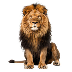 A lion sitting in a composed posture against a plain white backdrop, a Beaver Isolated on a whitePNG Background
