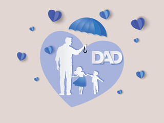 Father's Day Greeting Card in Modern Paper Cut Style. Illustration for Greeting, Banner, Poster, Flyer