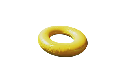 yellow swimming pool ring float in blue water. concept color summer. Transparent, isolated on white.