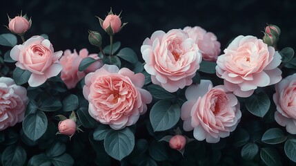 A vintage-inspired header adorned with cascading pink peonies and pristine white roses, their soft hues captured in exquisite detail against a deep black romance in breathtaking 8k resolution