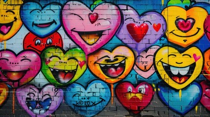 Obraz premium a row of heart-shaped graffiti