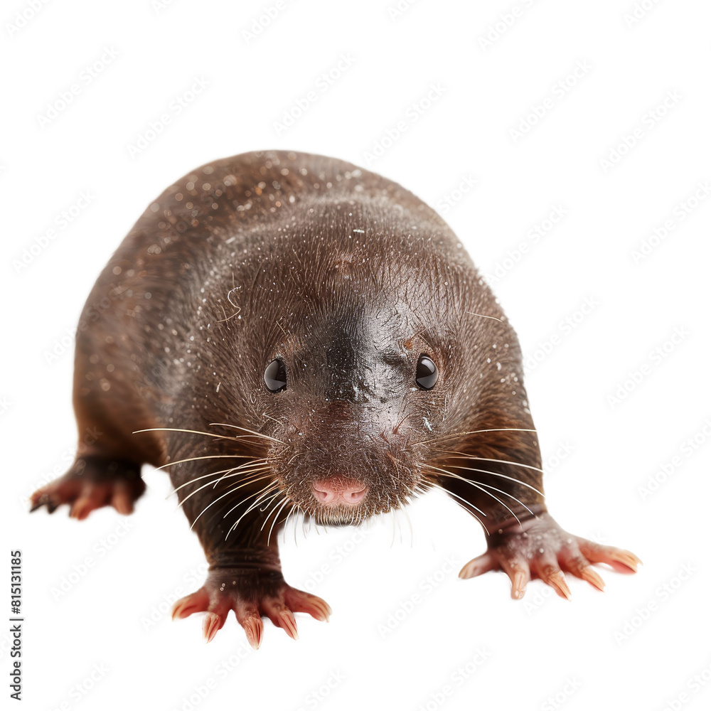 Sticker A brown otter is upright on a plain white surface, a Beaver Isolated on a whitePNG Background