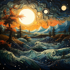 Obraz premium Picture Art for Pictures, Oil Painting, Watercolor, Realistic, Abstract Style, Geometric, Minimalist, Landscape, Urban, Nature, High Definition, Resolution 150 dpi, Size 120:120, JPG