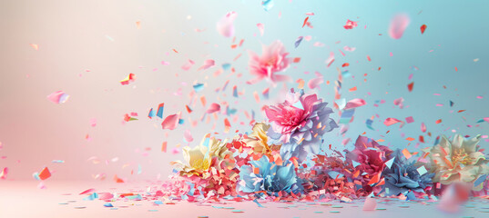 Obraz premium Soft Floral Explosion, Pastel Palette