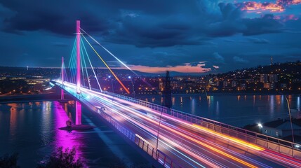  Bridge that lights up according to traffic flow, interactive display â€“ Smart bridge.