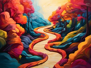 a painting of a path
