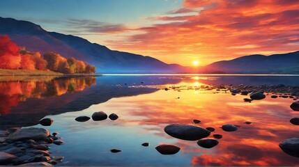 sunset over the lake