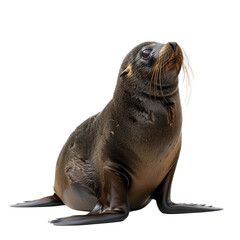 Naklejka premium A sea lion is seen sitting calmly on a Png background, a new zealand fur seal isolated on transparent background