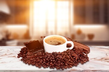 Many aroma roasted brown coffee beans