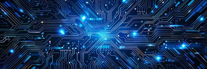 Blue digital circuit pattern for web designs