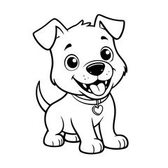 Cute vector illustration Puppy doodle black and white for kids page