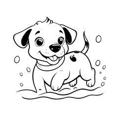 Cute vector illustration Puppy drawing colouring activity