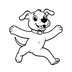 Simple vector illustration of Puppy drawing for kids colouring activity