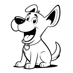 Cute vector illustration Puppy drawing for kids colouring page