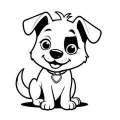 Obraz premium Vector illustration of a cute Puppy doodle colouring activity for kids