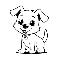 Cute vector illustration Puppy doodle for kids colouring page
