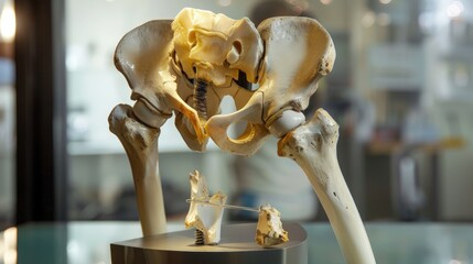  High-resolution imaging of a joint replacement displayed during a medical seminar.